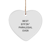Funny Paralegal Gifts from Friends for Best Effin' Paralegal Ever Heart Ornament, Christmas Unique Presents - Image 1